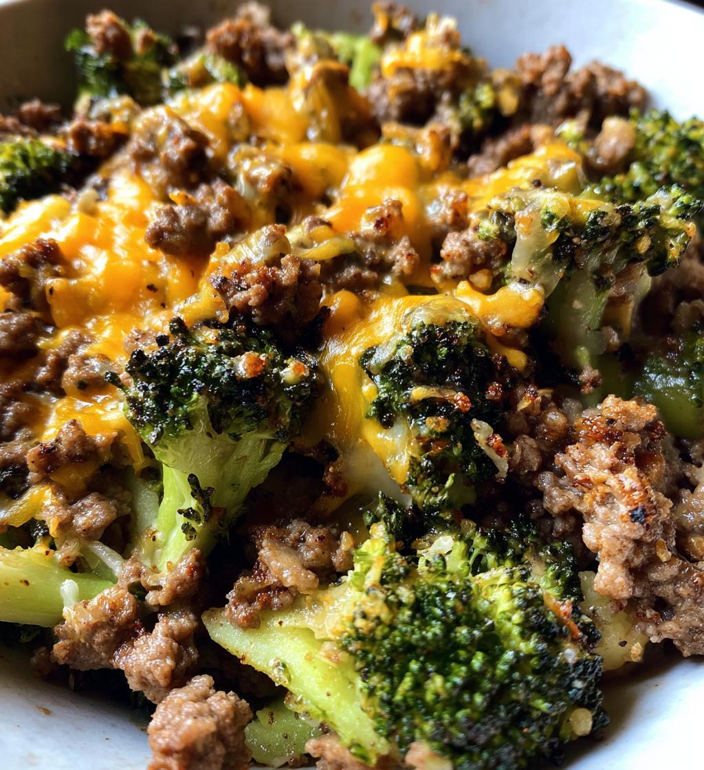 keto hamburger broccoli skillet