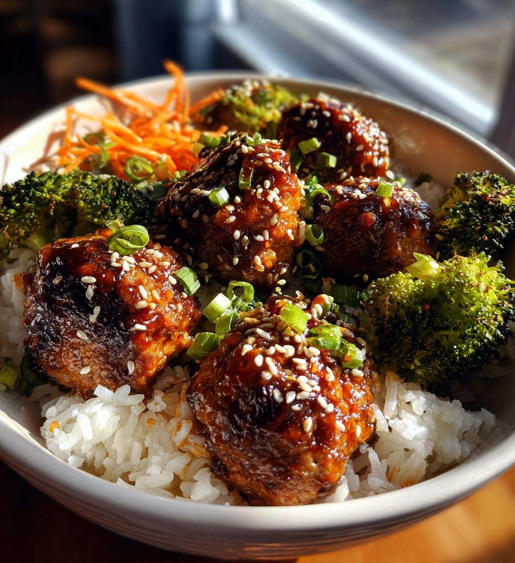 korean bbq meatball rice bowls