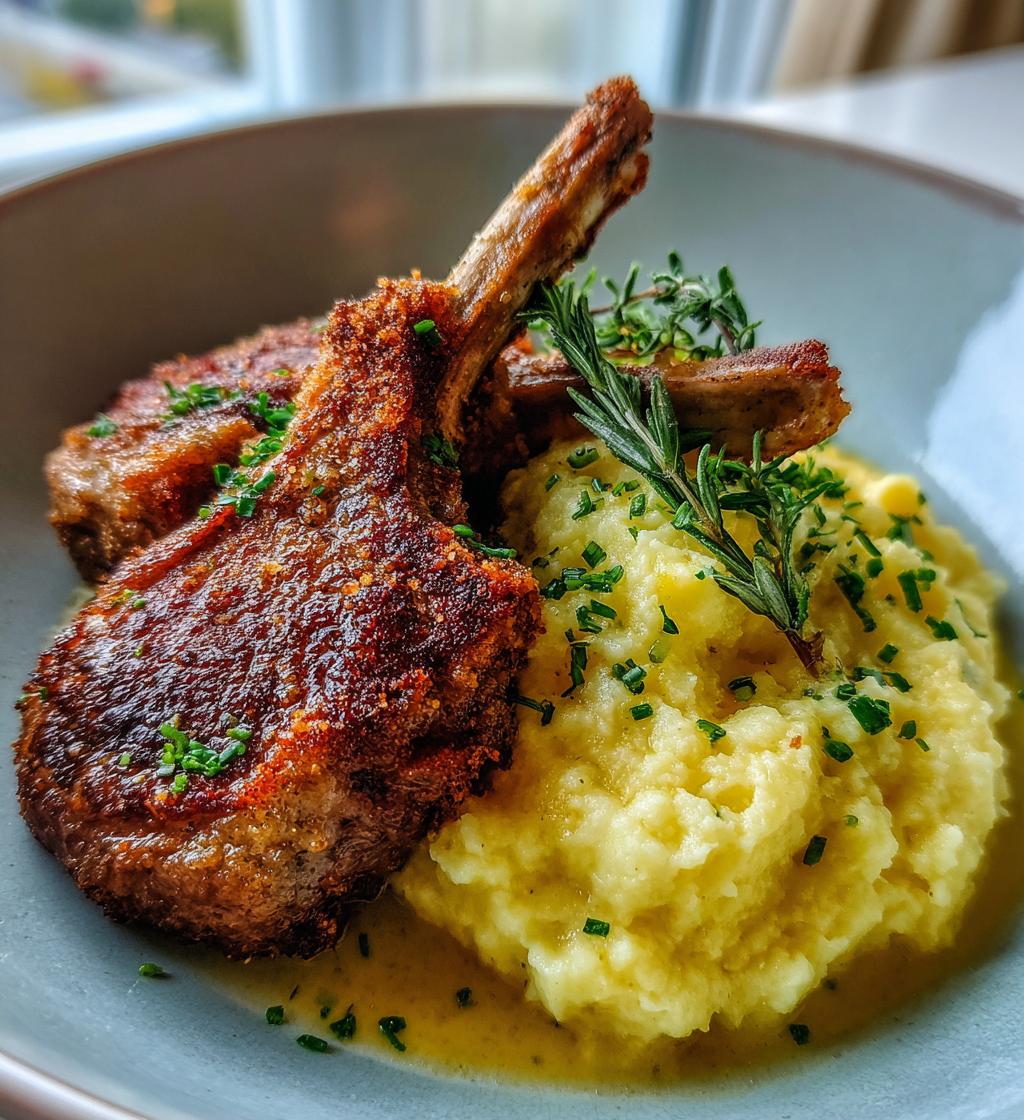 lamb schnitzel lemon butter mashed potatoes - detail 1