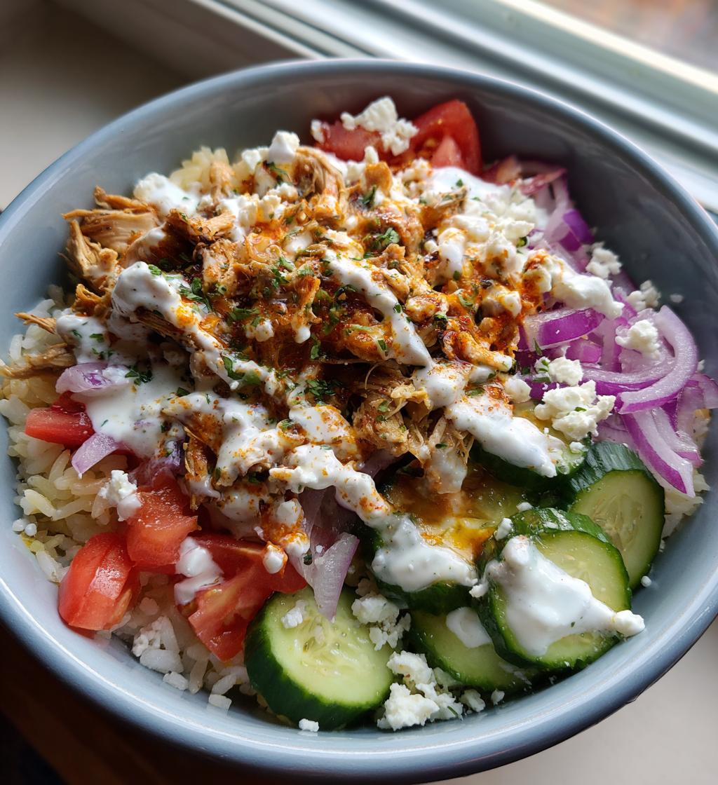 leftover chicken gyros bowls - detail 1