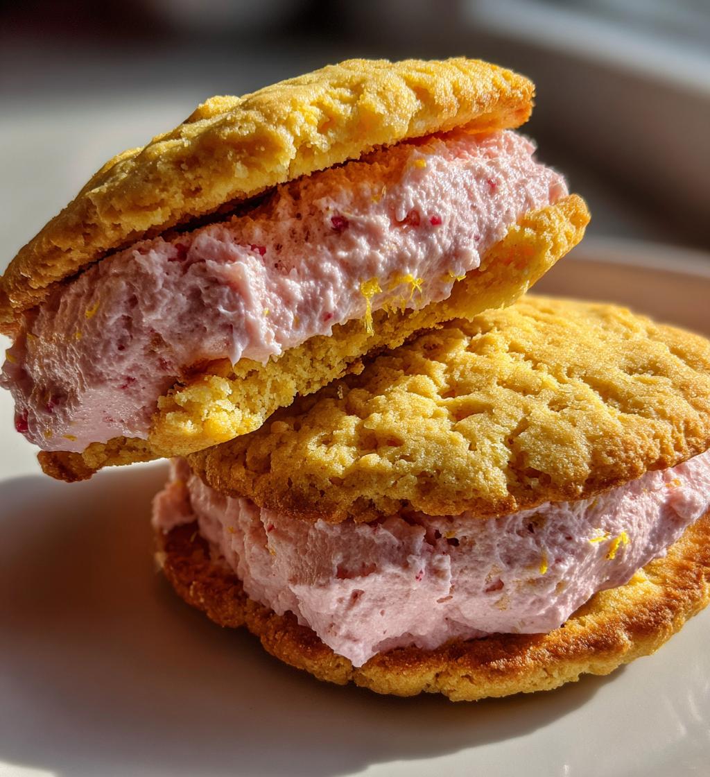 lemon sandwich cookies strawberry frosting - detail 1