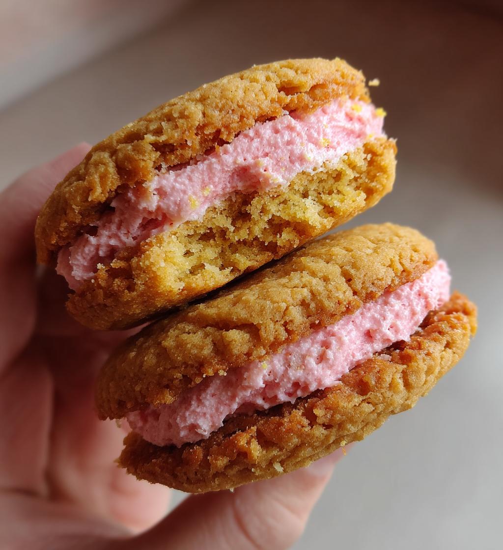 lemon sandwich cookies strawberry frosting