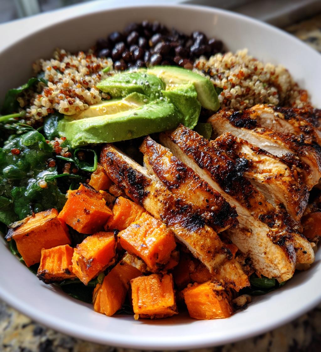 loaded grilled chicken sweet potato power bowl - detail 1