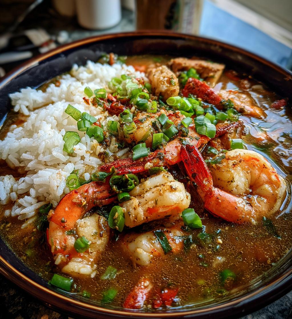 louisiana seafood gumbo - detail 1