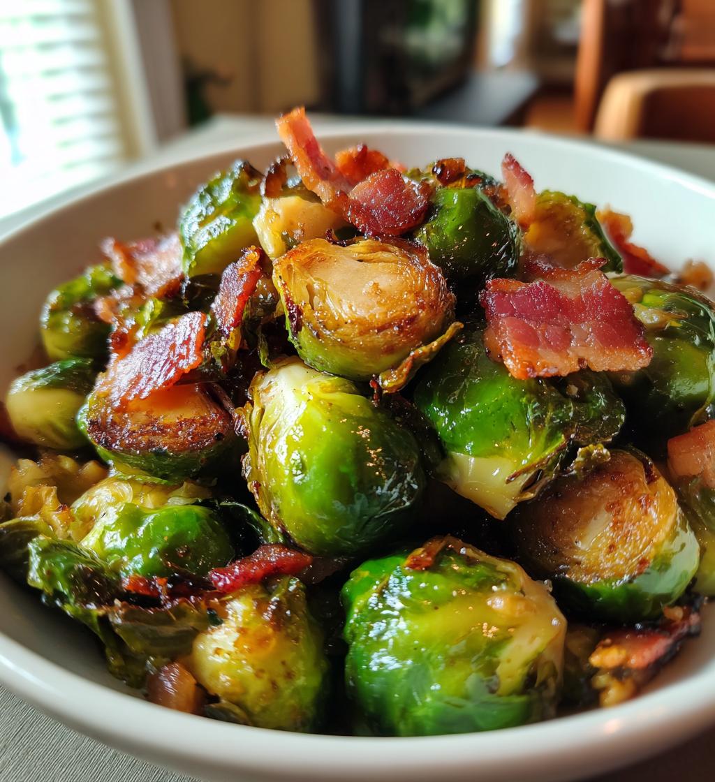 maple roasted brussel sprouts with bacon