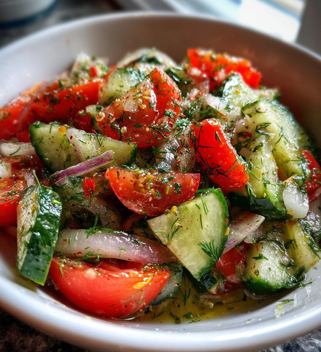 marinated cucumbers onions and tomatoes - detail 1