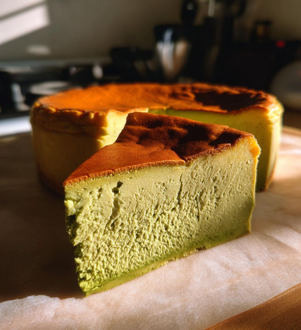 matcha japanese cheesecake - detail 1