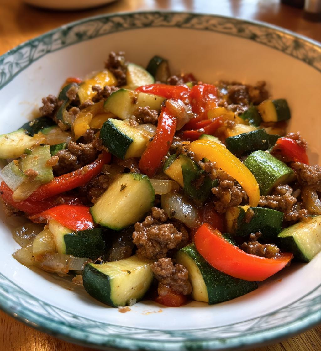 mediterranean ground beef and veggie stir fry - detail 1