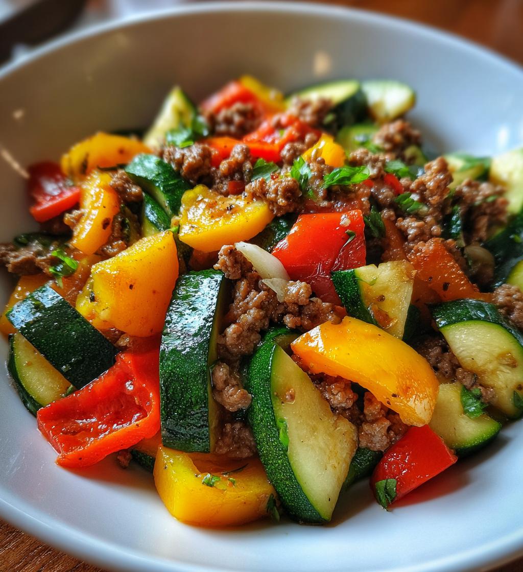 mediterranean ground beef and veggie stir fry - detail 1