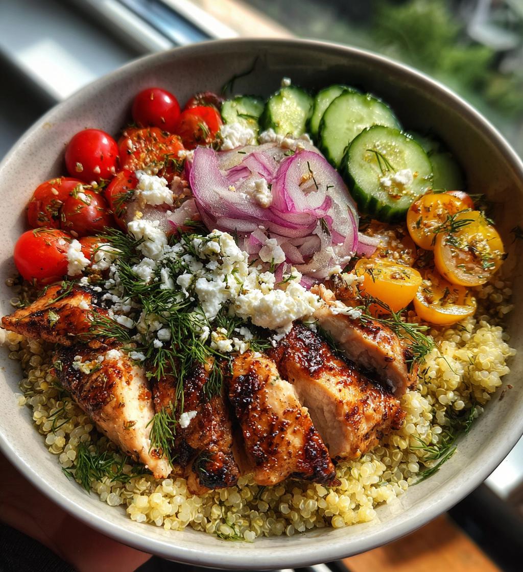 mediterranean lemon dill chicken bowls - detail 1