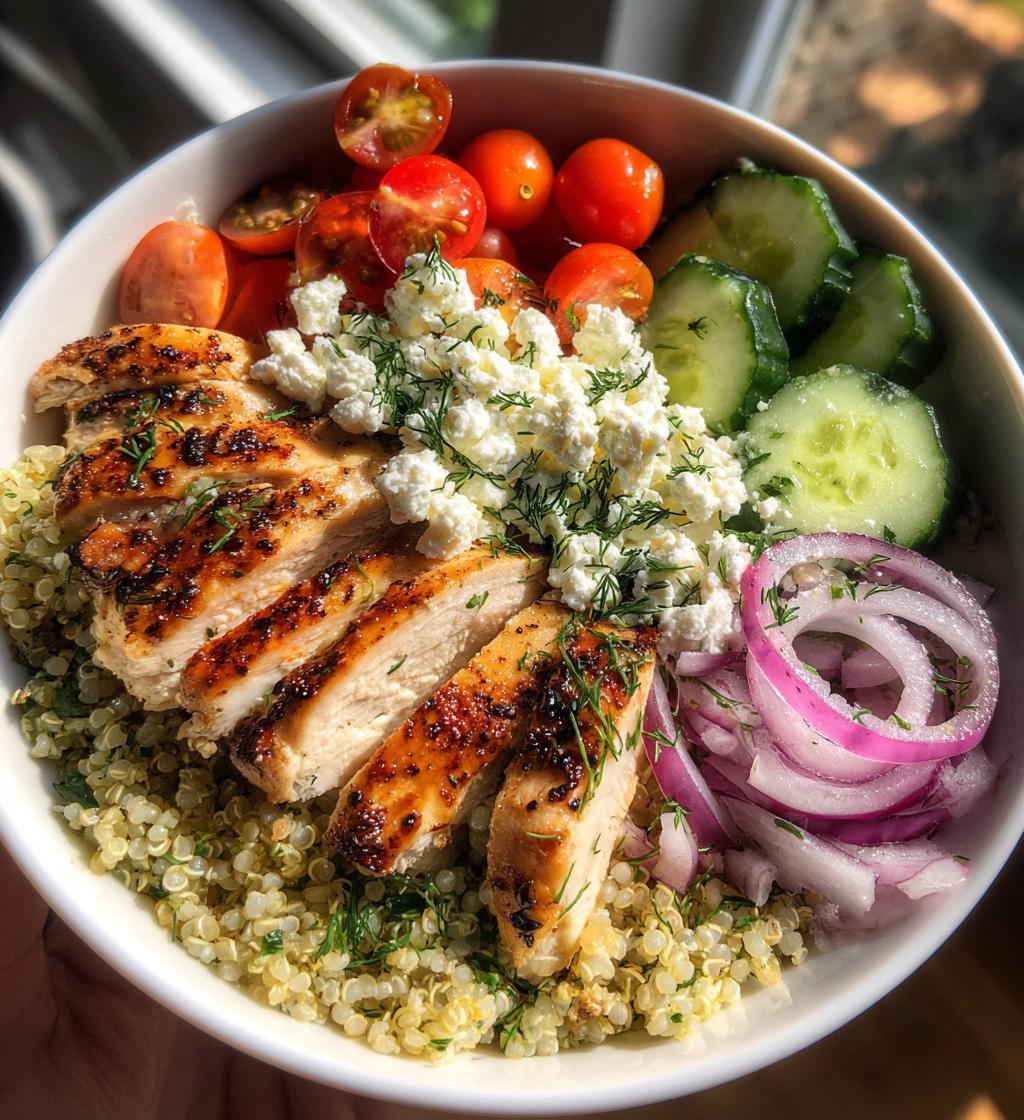mediterranean lemon dill chicken bowls