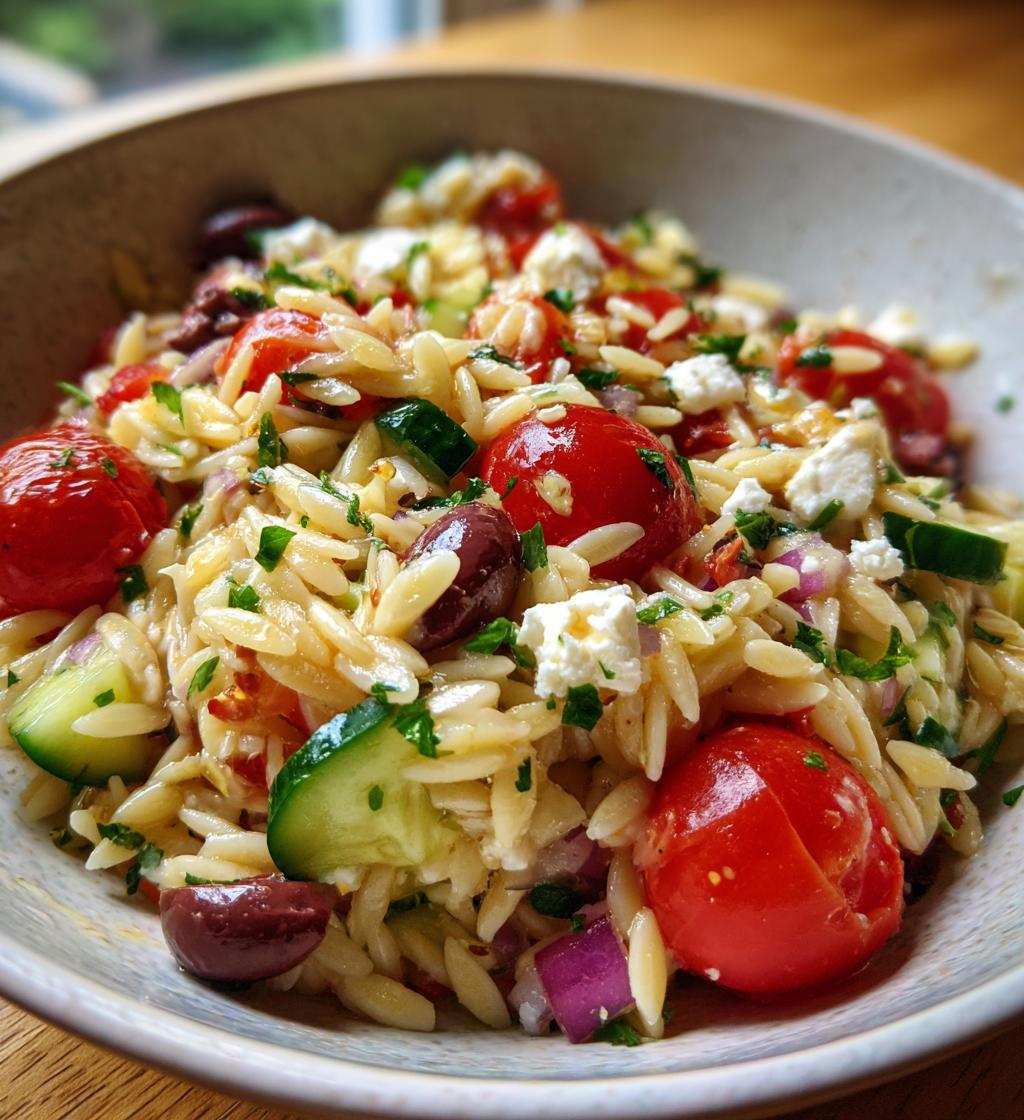 mediterranean orzo pasta salad - detail 1