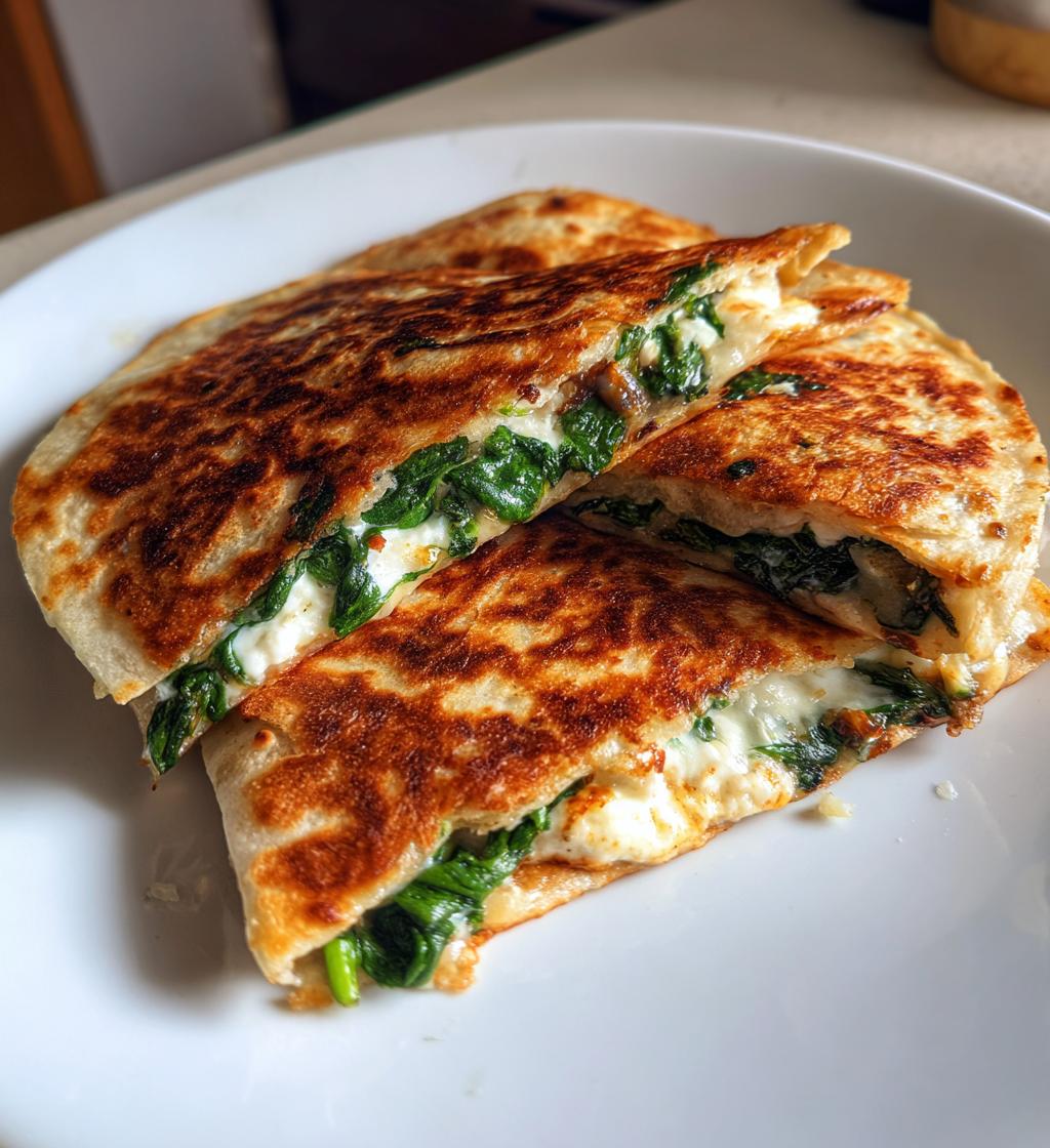mediterranean quesadillas spinach feta mozzarella - detail 1