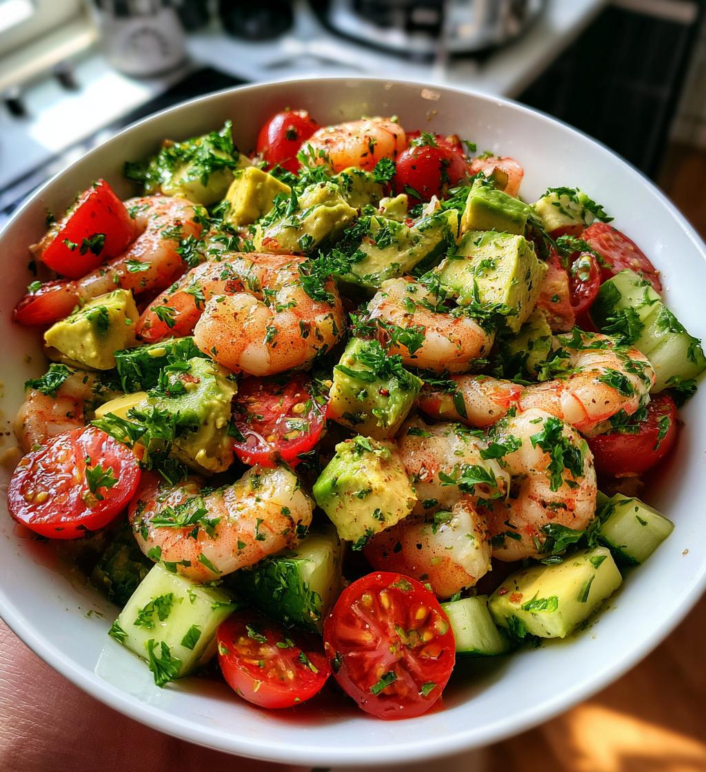 mediterranean shrimp and avocado salad - detail 1