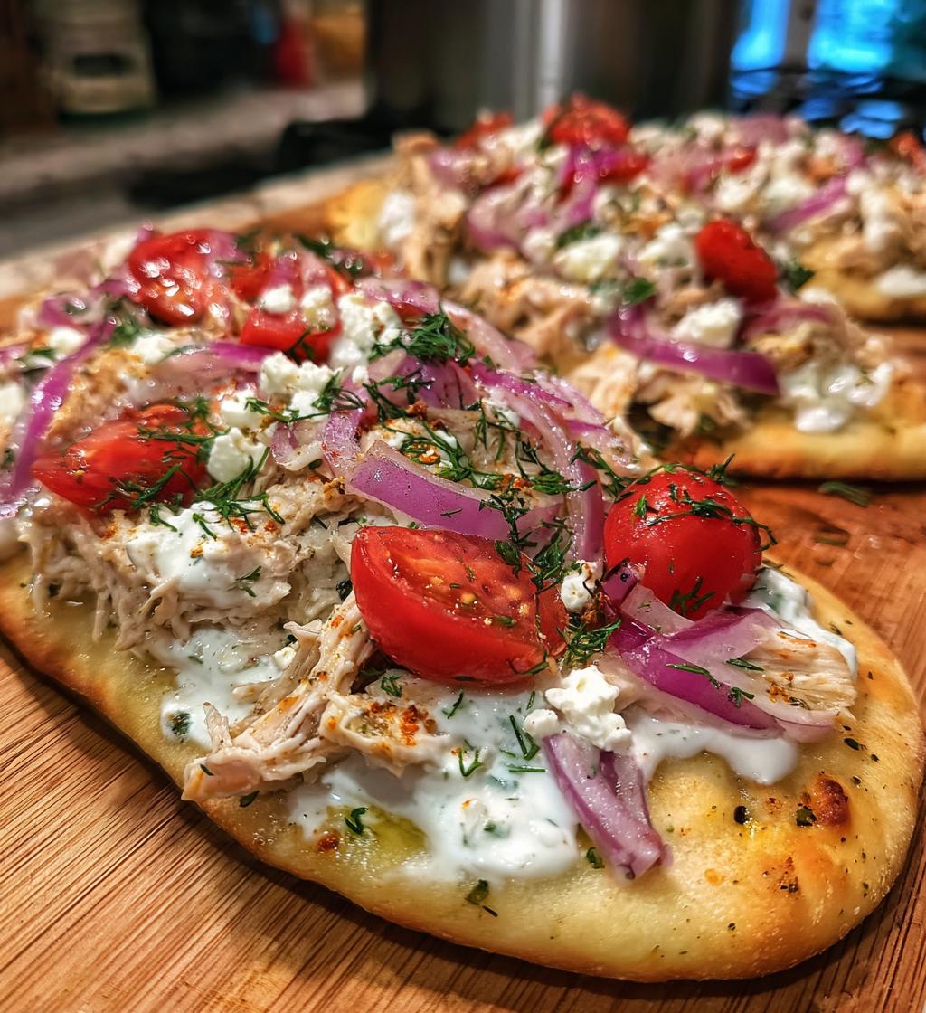 mediterranean tzatziki chicken naan pizza - detail 1
