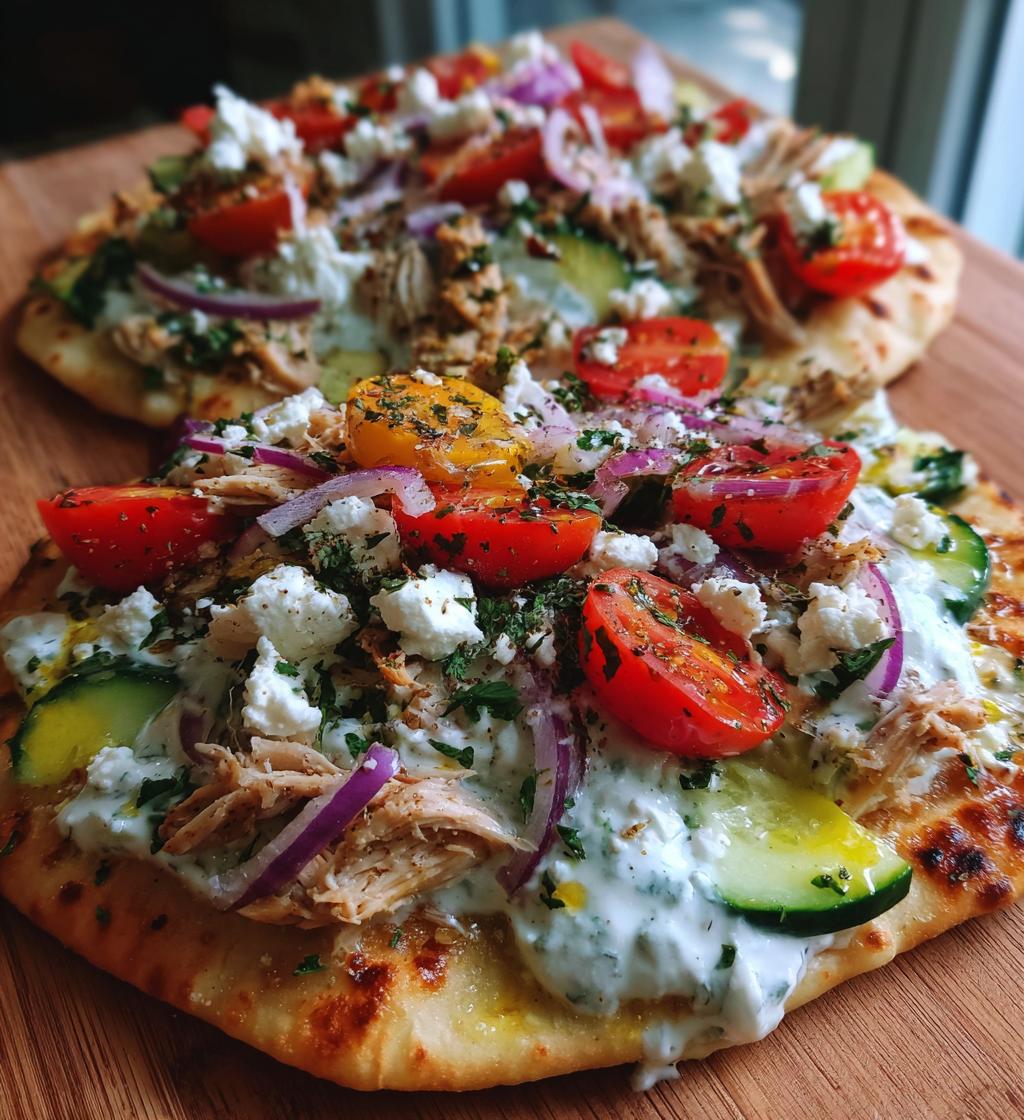 mediterranean tzatziki chicken naan pizza - detail 1