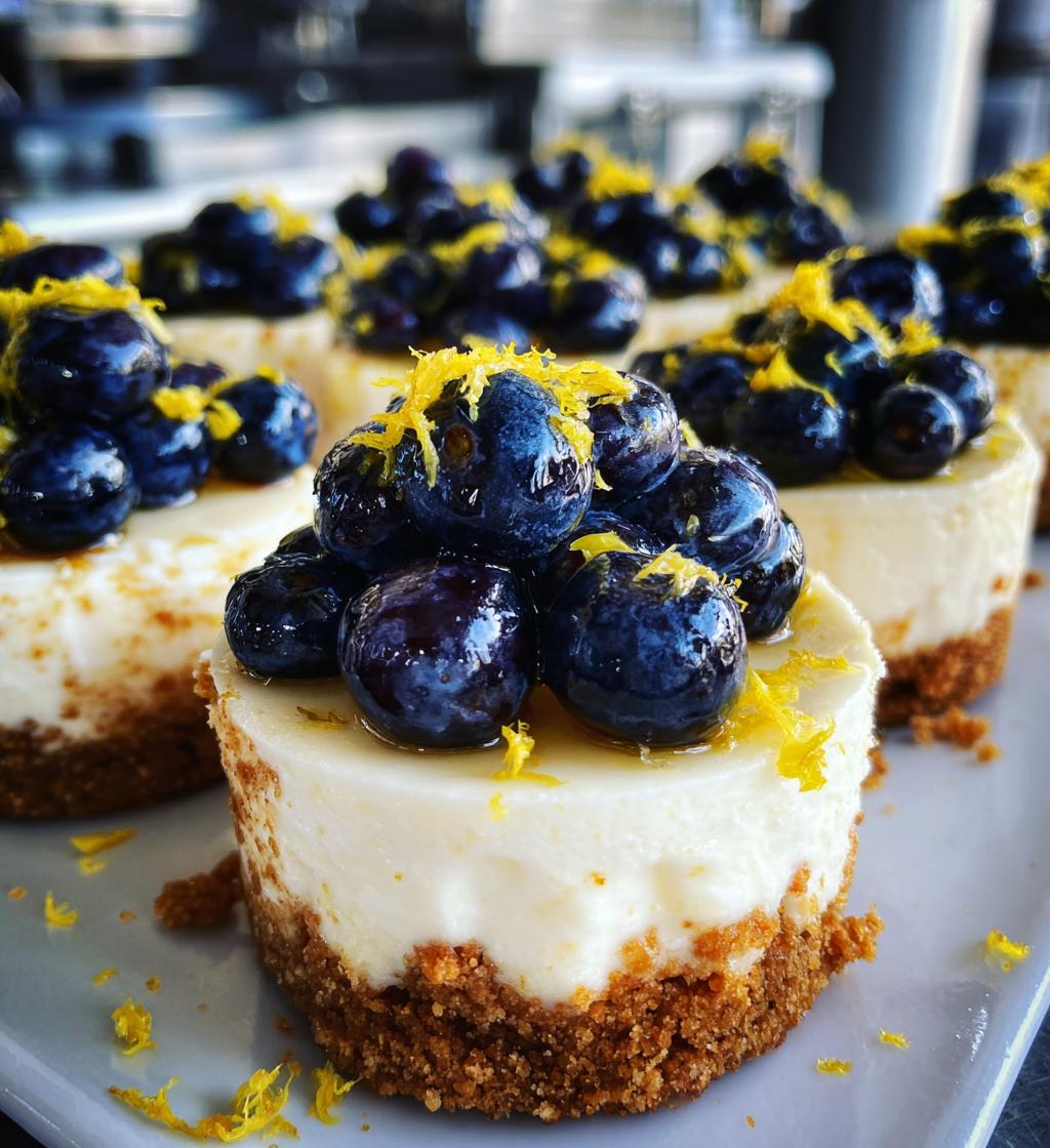 mini lemon blueberry cheesecakes - detail 1