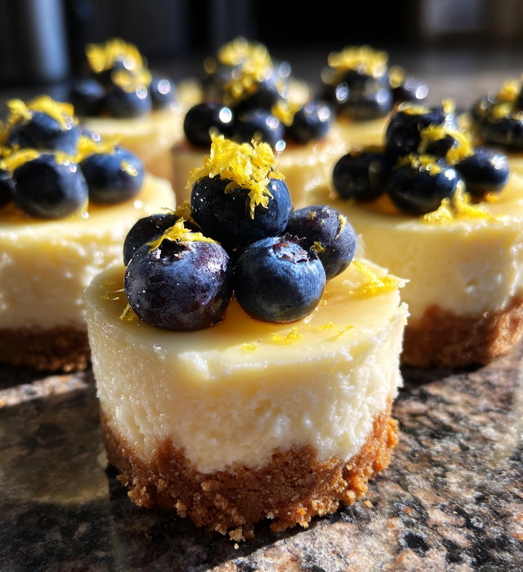 mini lemon blueberry cheesecakes