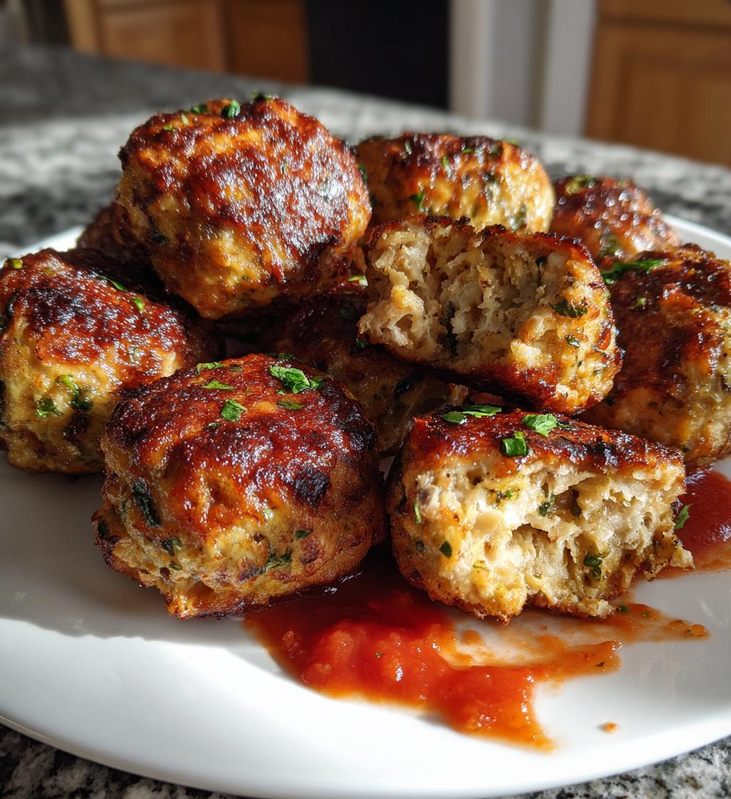 mushroom chicken meatballs - detail 1