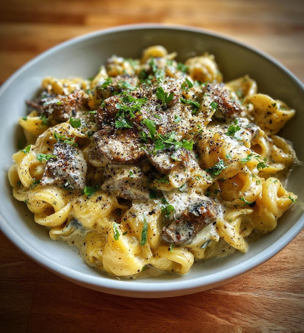 mushroom stroganoff pasta - detail 1