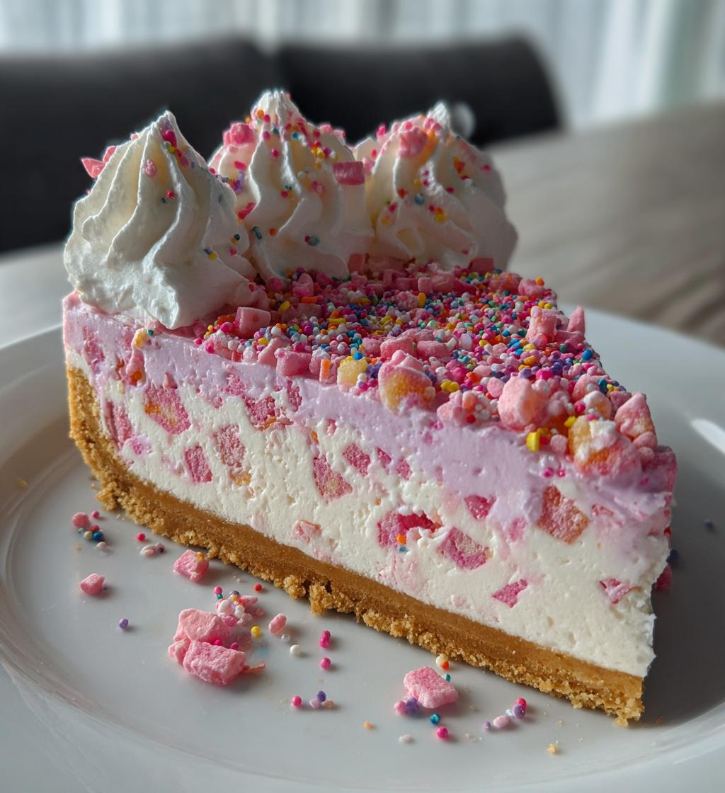 no bake pink paradise candy cheesecake
