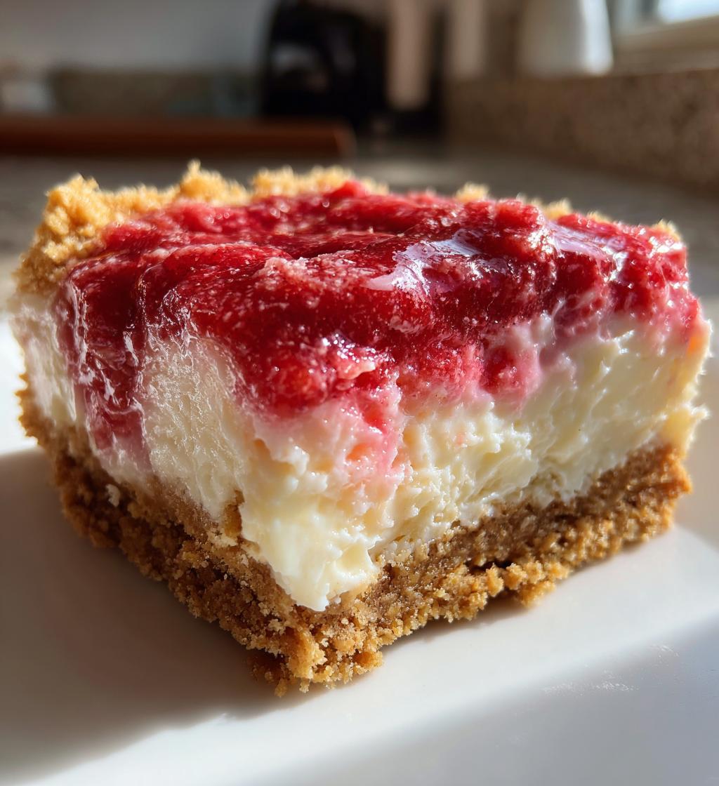 no bake rhubarb cheesecake squares - detail 1