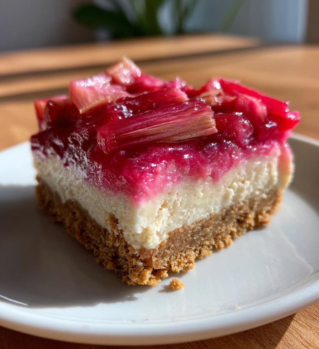 no bake rhubarb cheesecake squares