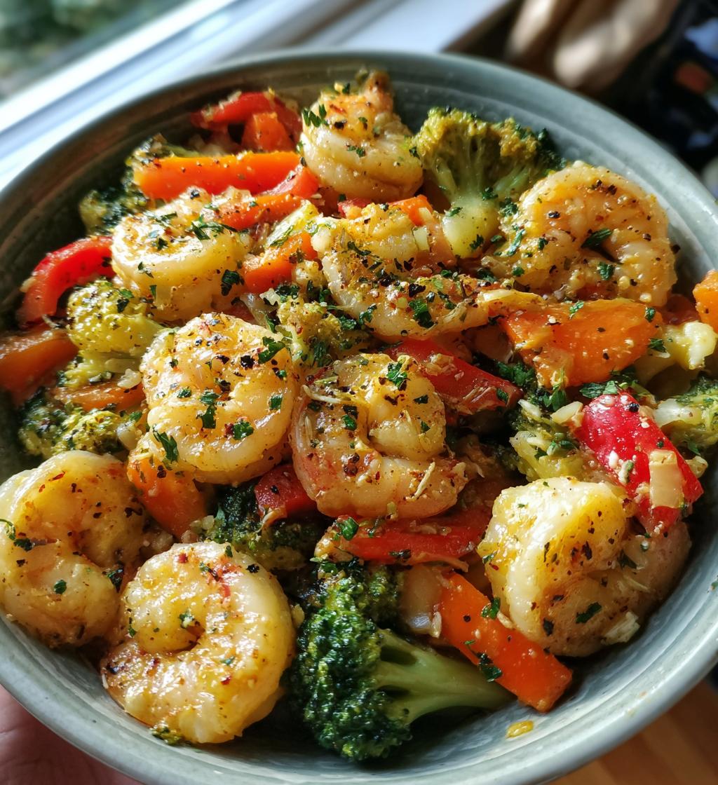 one pan 20 minute garlic parmesan shrimp veggies