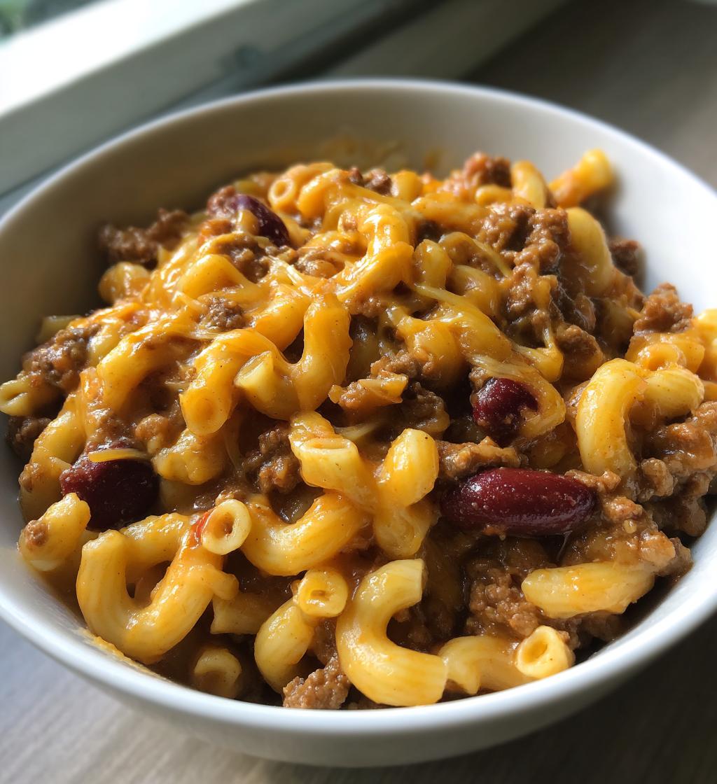 one pot chili mac and cheese - detail 1