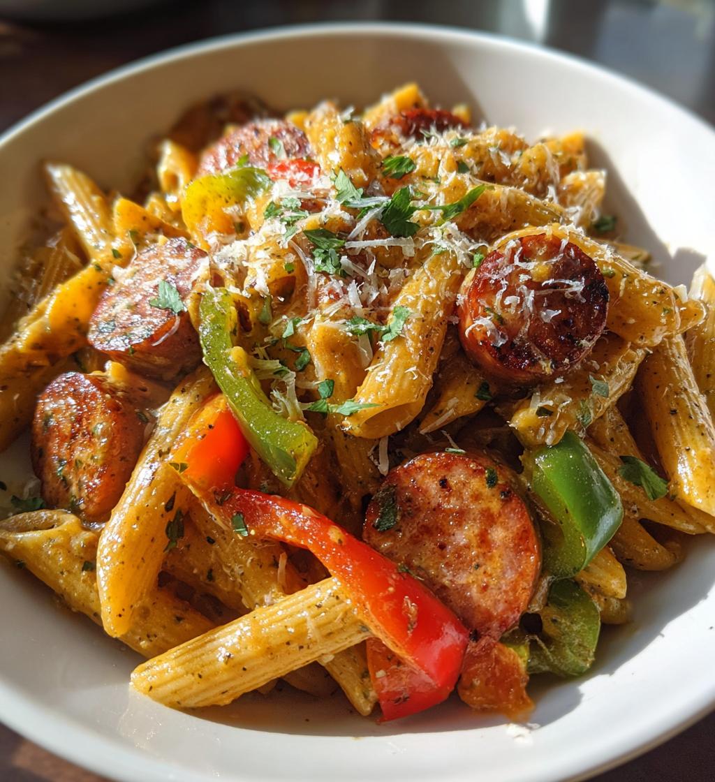 one pot creamy cajun sausage pasta - detail 1