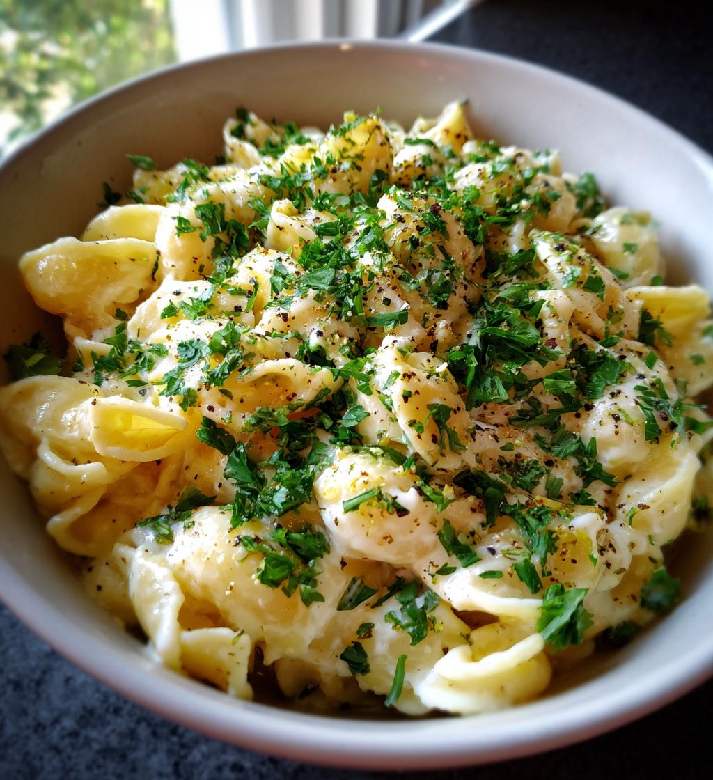 one pot creamy garlic pasta - detail 1