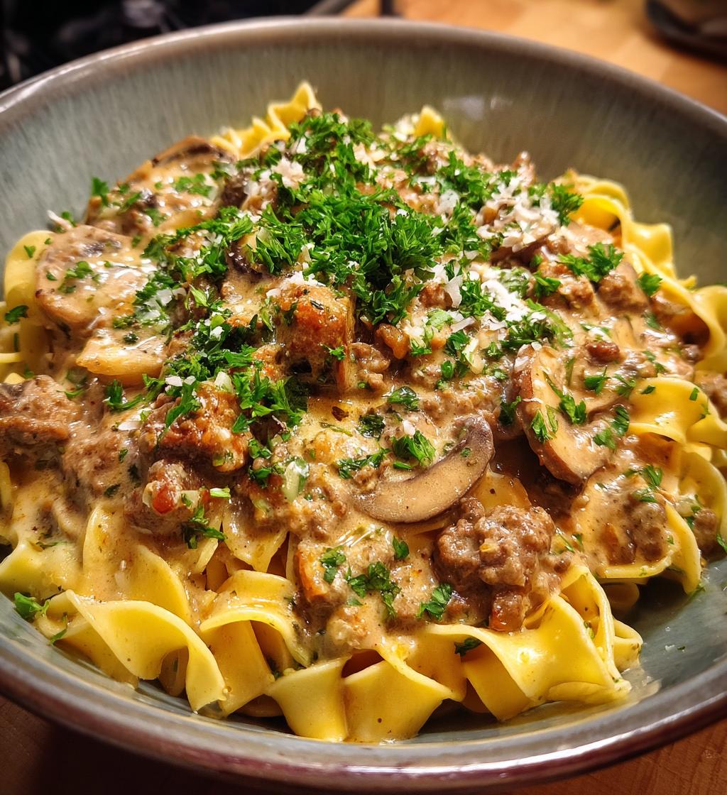 one pot ground beef stroganoff