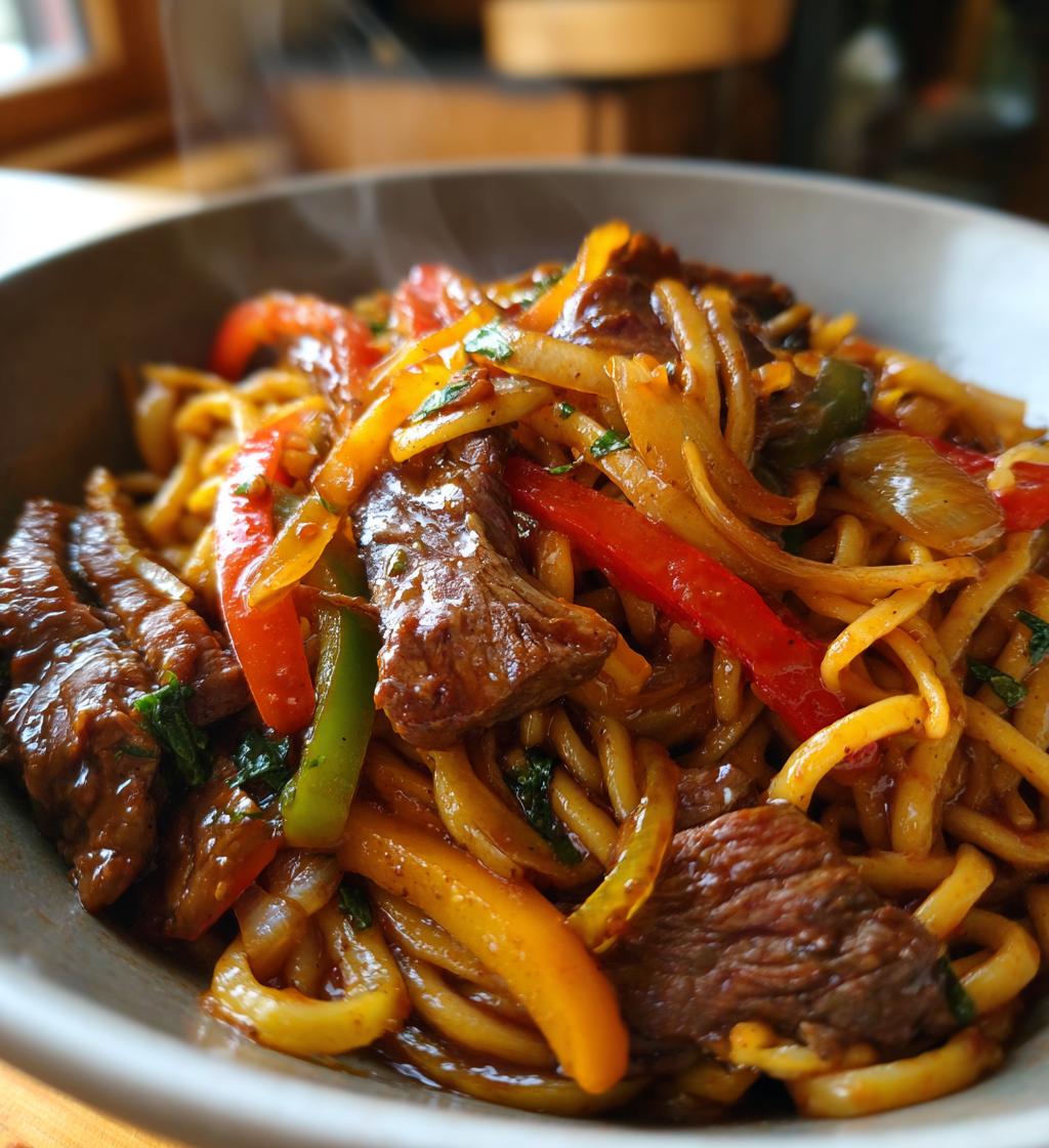 one pot smoky honey bbq steak pasta - detail 1