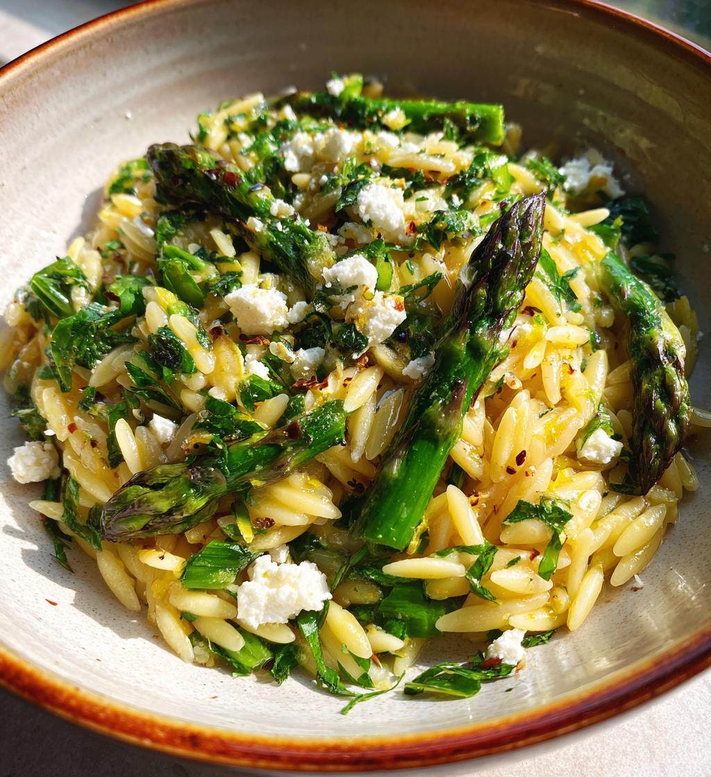 orzo with asparagus feta - detail 1