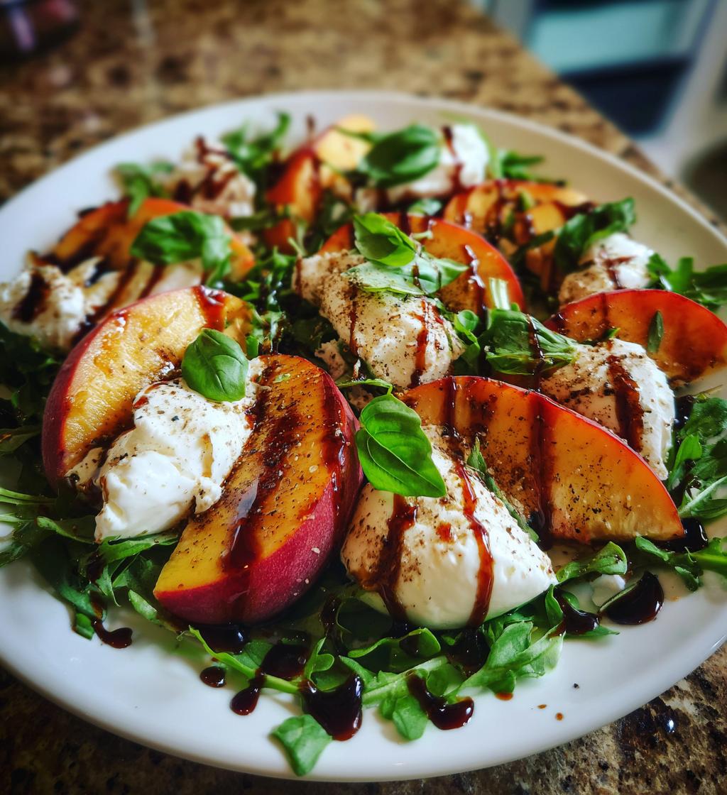 peach burrata salad - detail 1