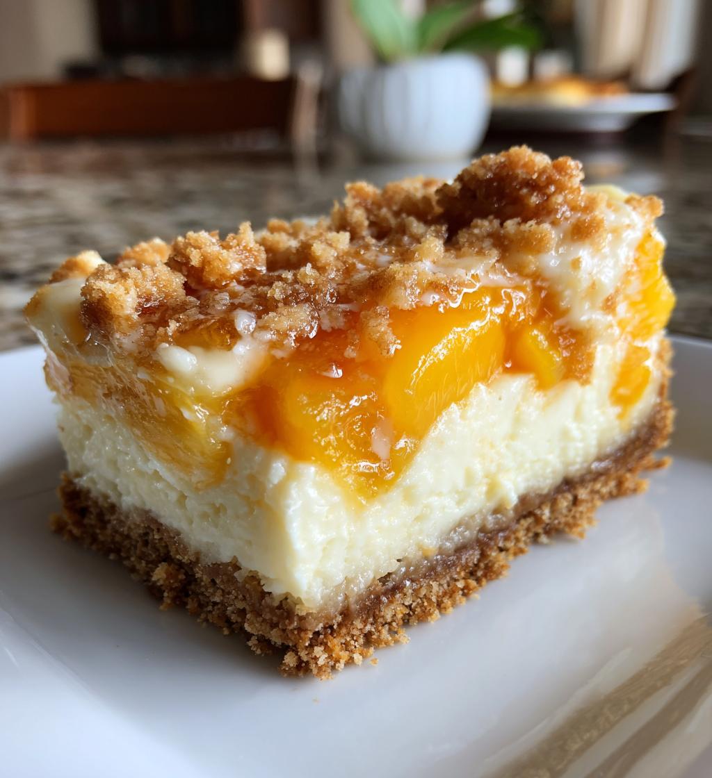 peach cobbler cheesecake bars