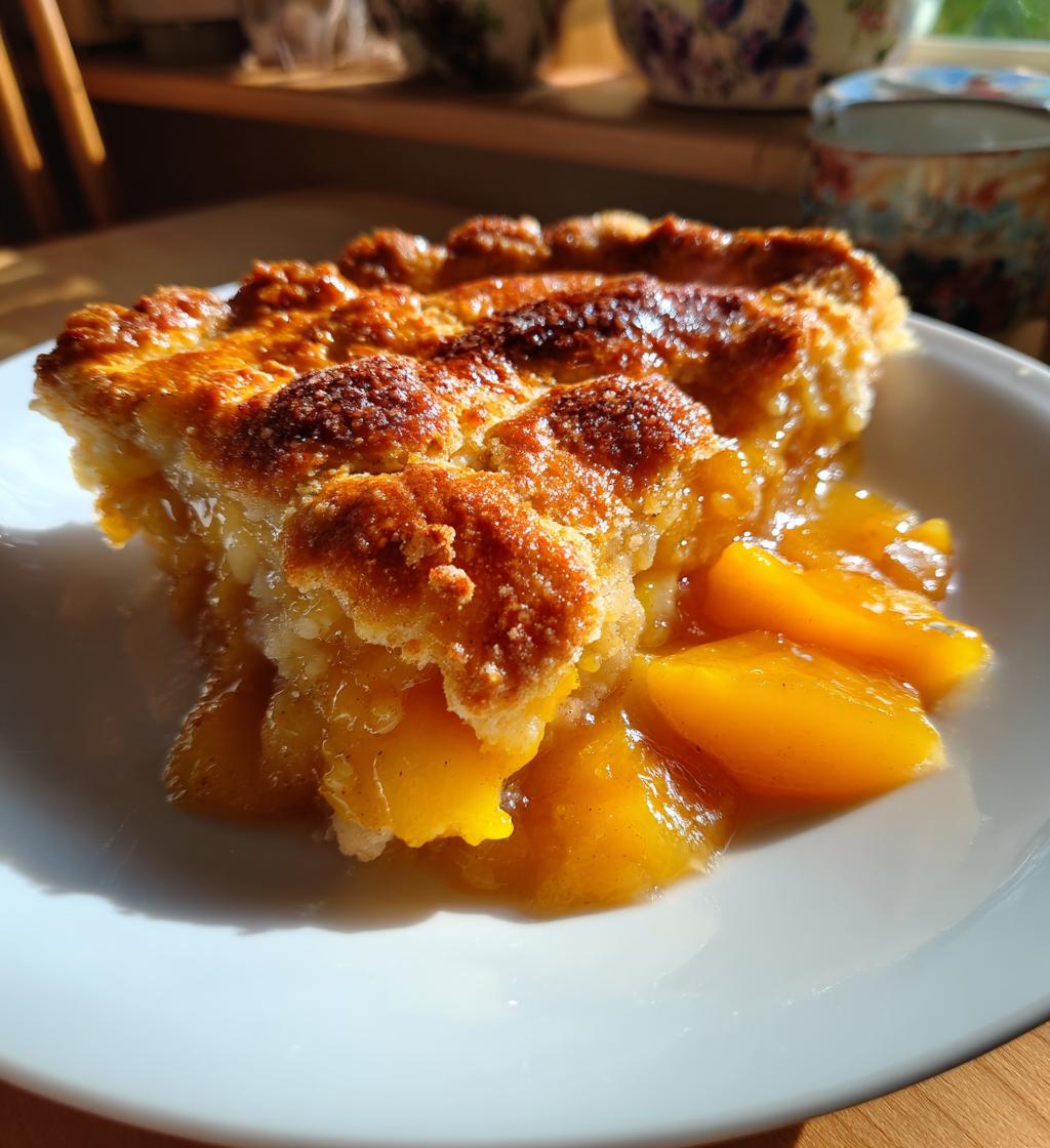 peach cobbler with canned peaches - detail 1