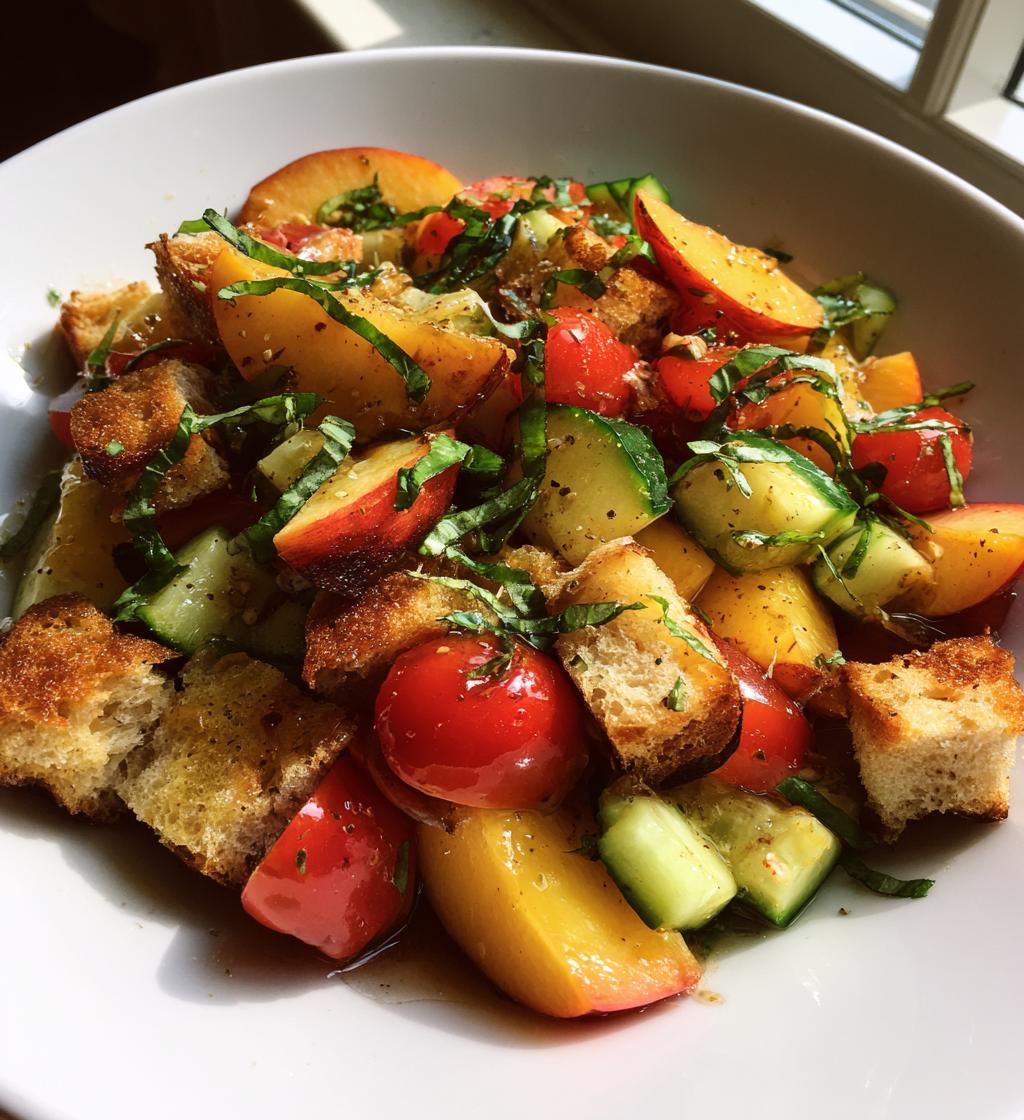 peach panzanella salad