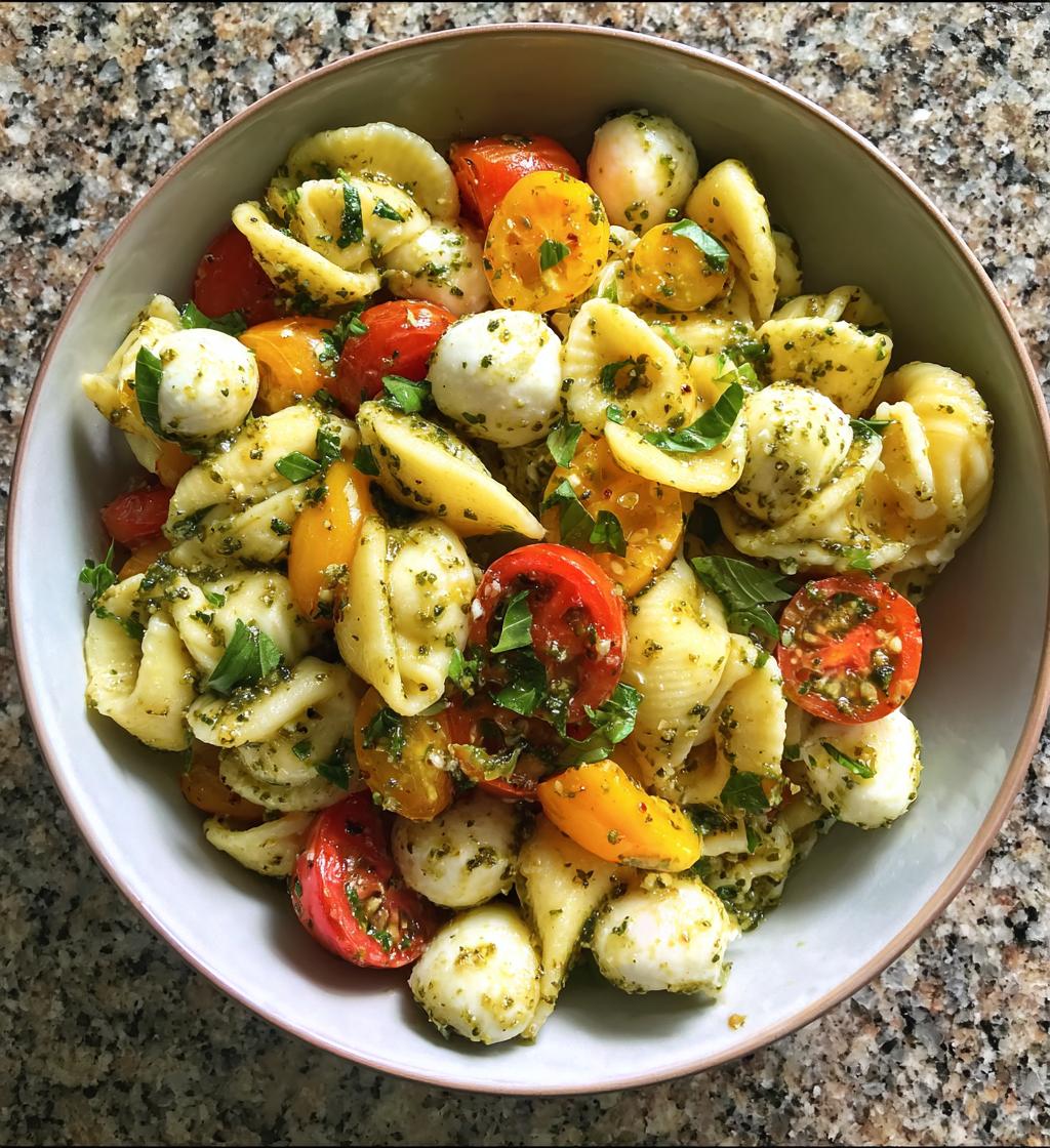 pesto caprese pasta salad