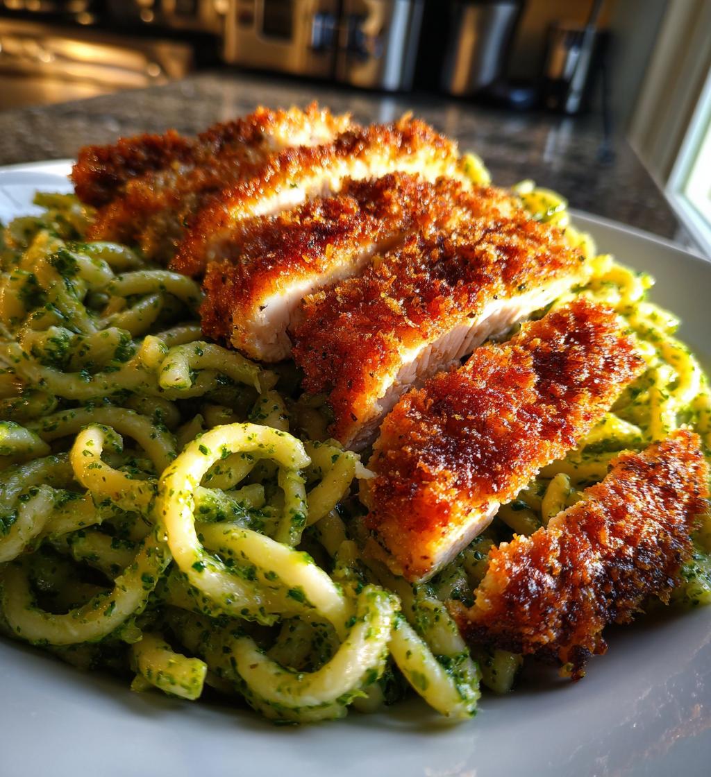 pesto pasta crispy parmesan chicken