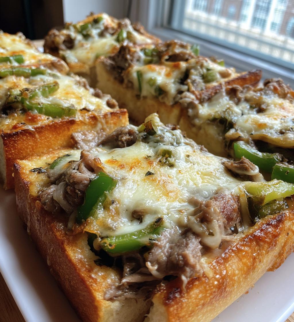 philly cheesesteak cheesy bread - detail 1