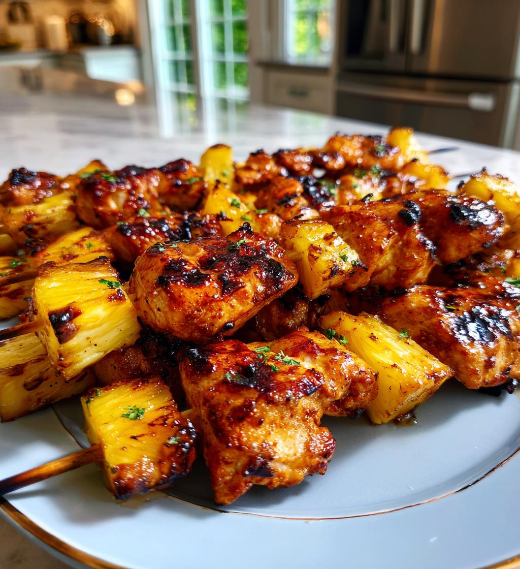 pineapple grilled chicken kebabs - detail 1