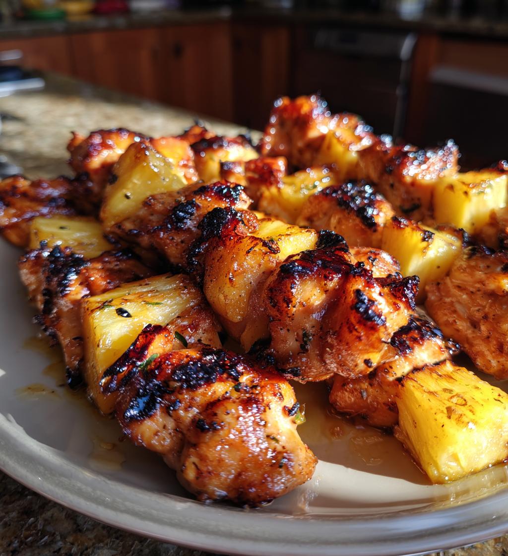 pineapple grilled chicken kebabs