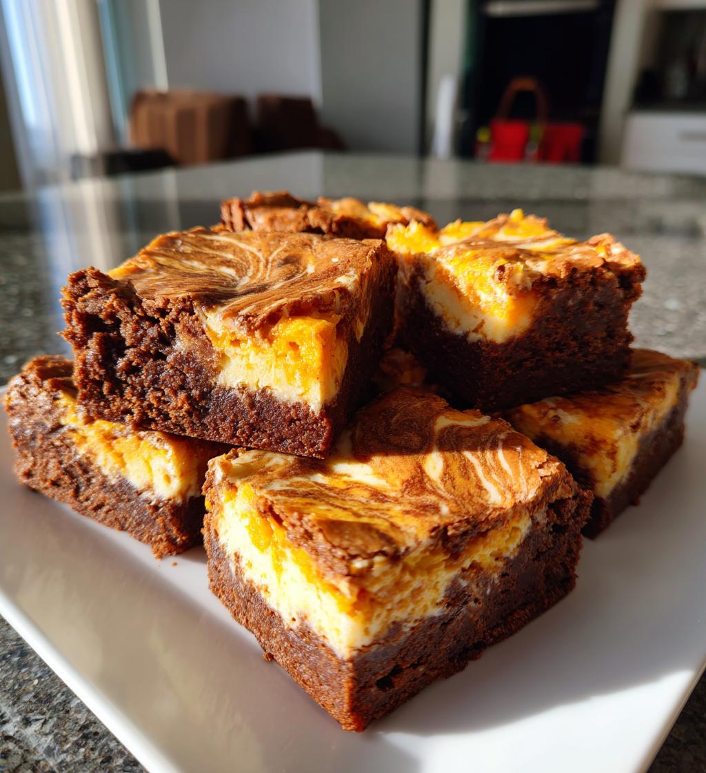 pumpkin cheesecake swirl brownies - detail 1