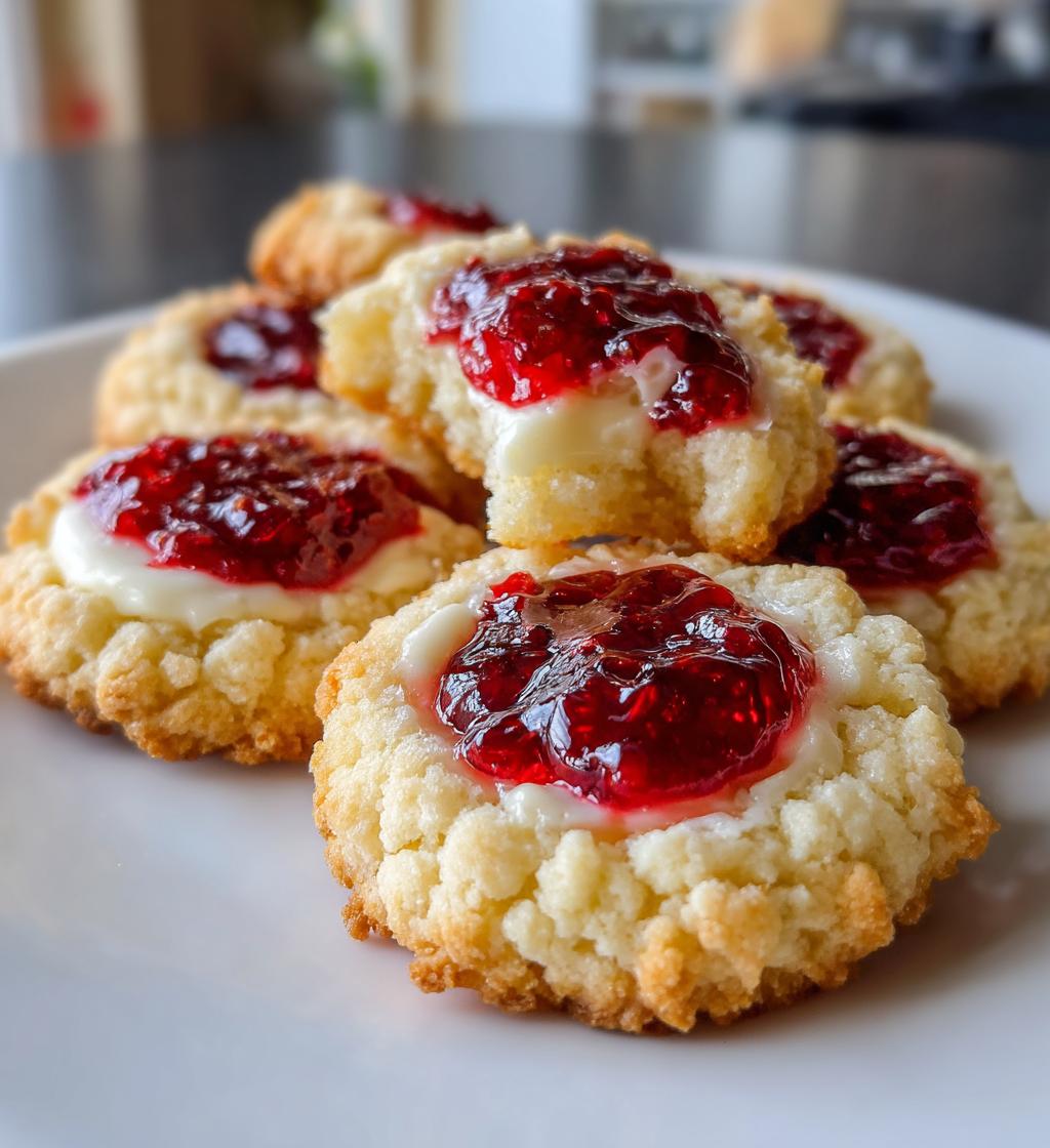raspberry cheesecake thumbprint cookies