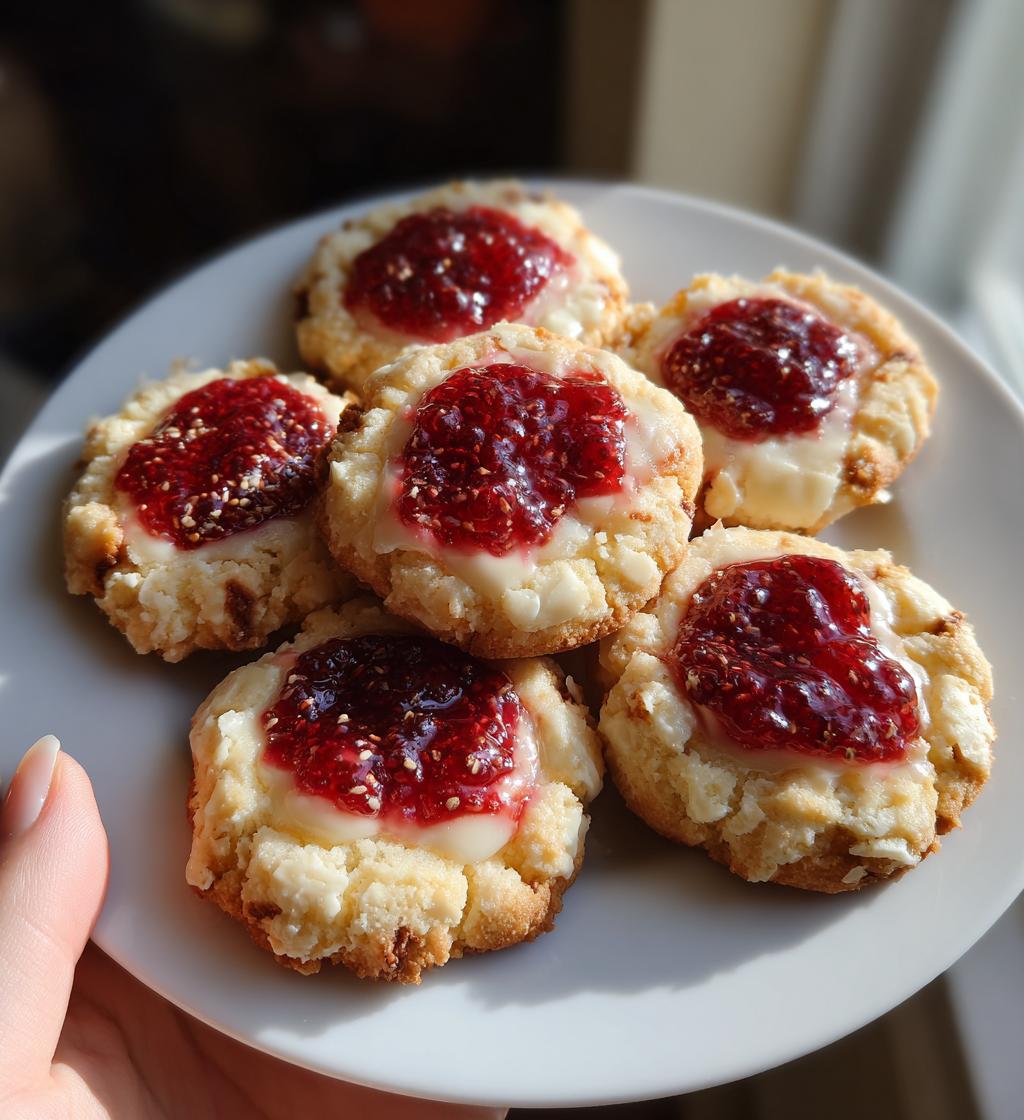 raspberry cheesecake thumbprint cookies