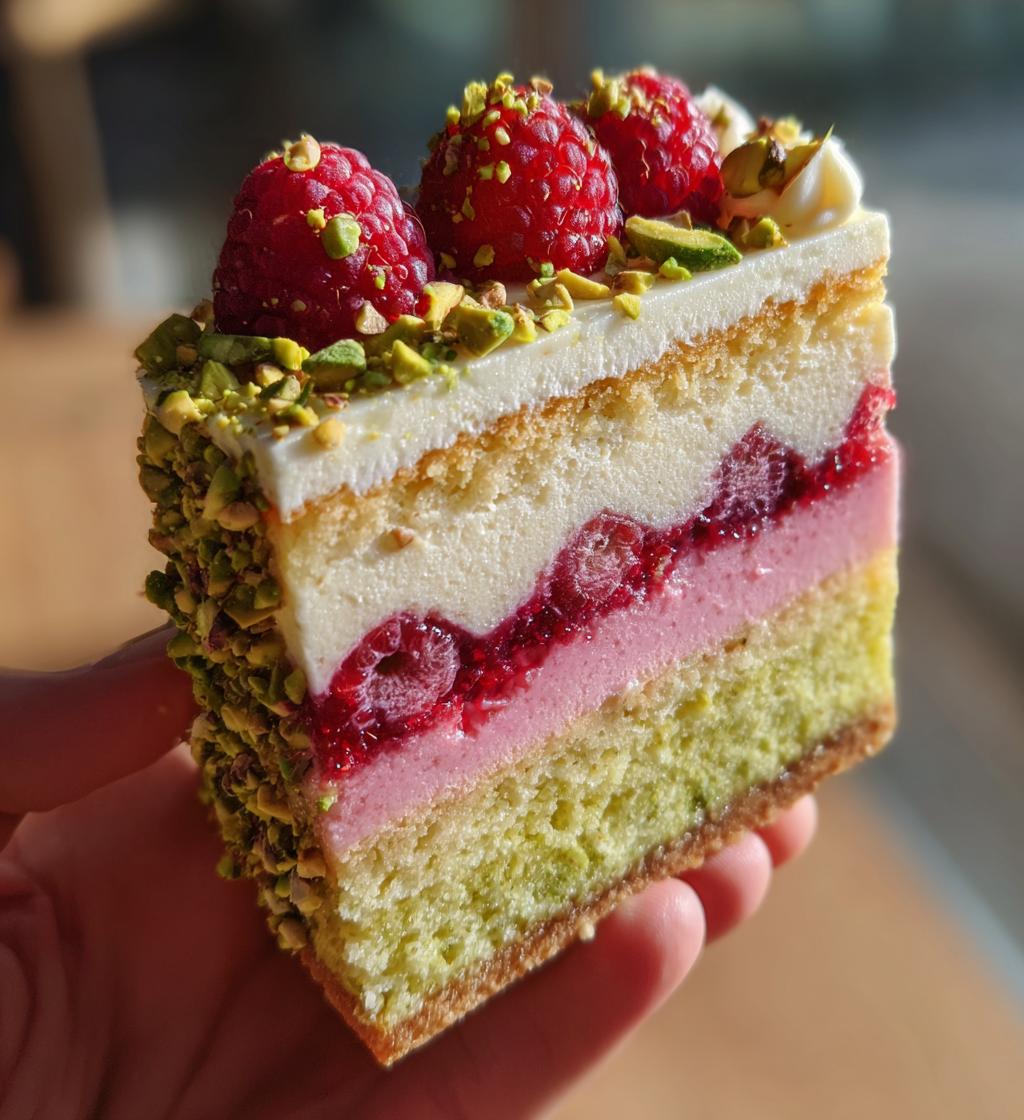 raspberry pistachio mousse cakes