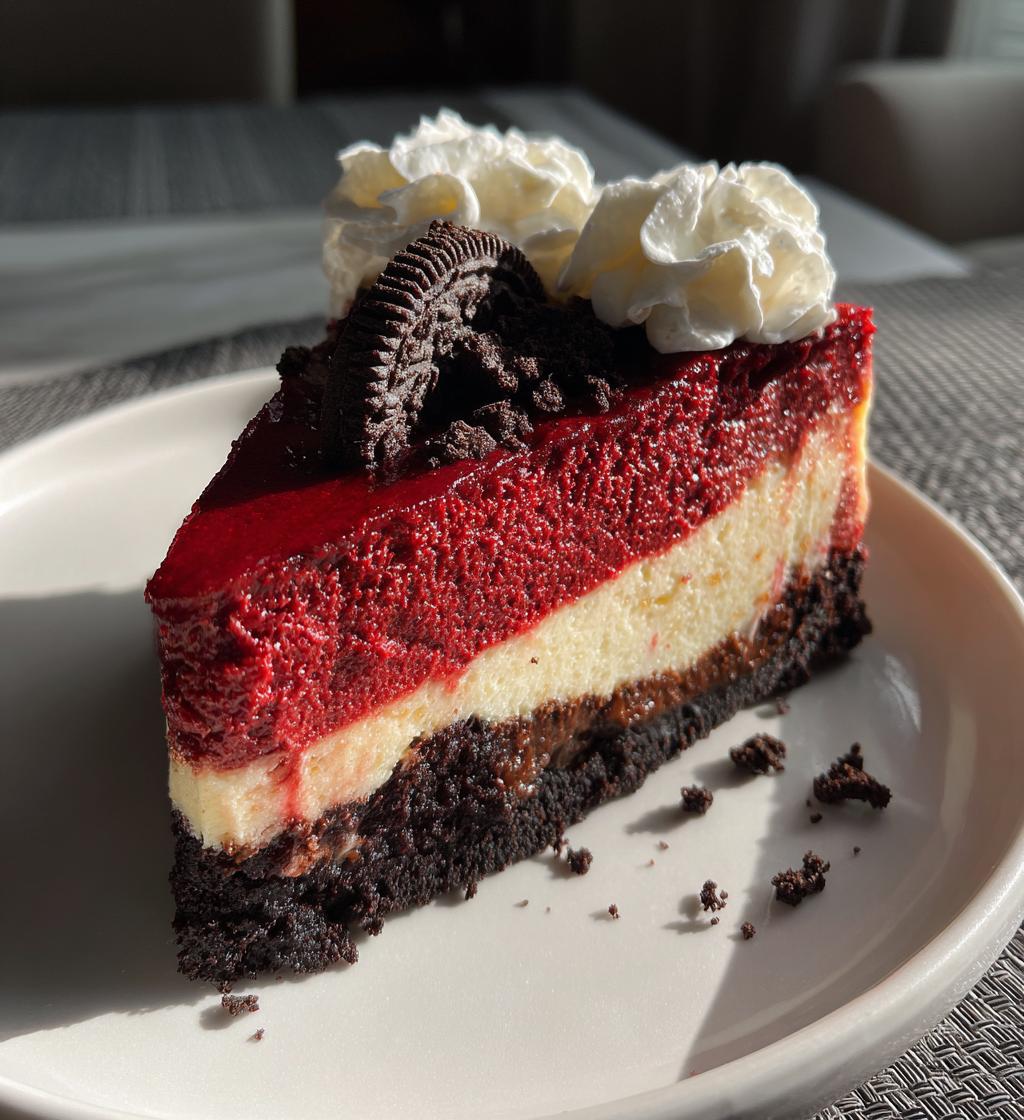 red velvet oreo cheesecake - detail 1