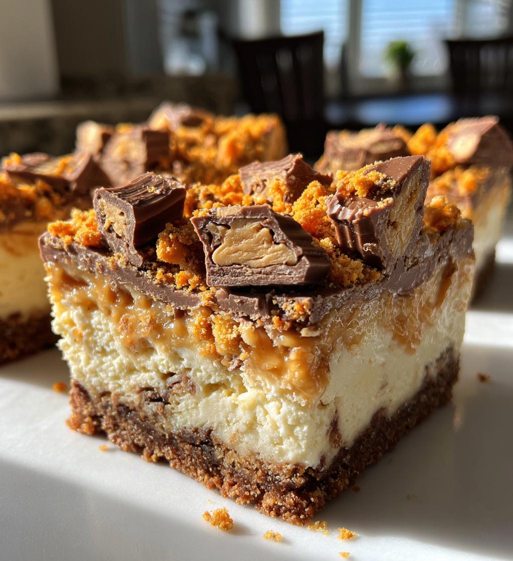 reeses butterfinger cheesecake bars - detail 1