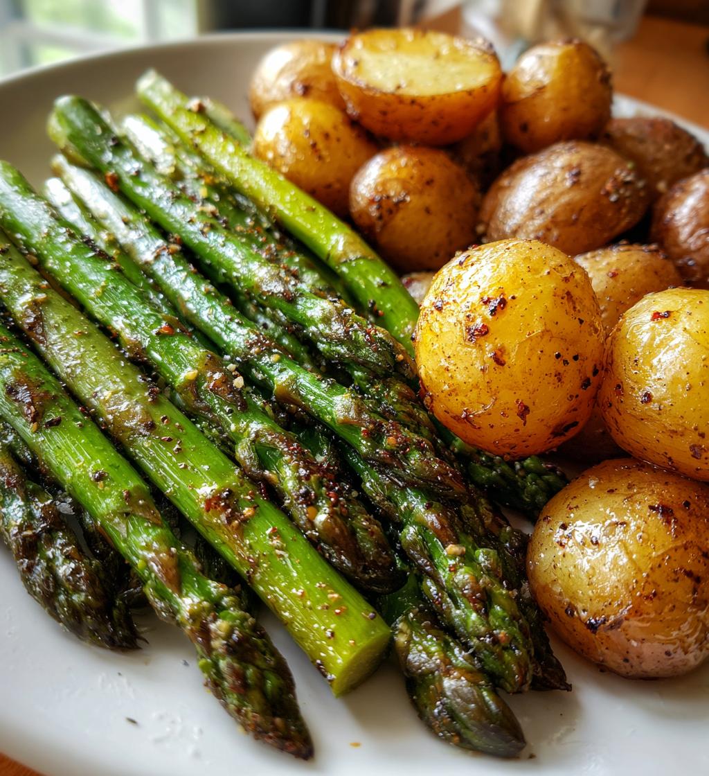 roasted asparagus and potatoes - detail 1